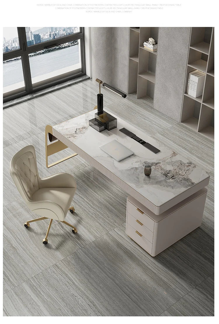 Nordic office desk with cabinets Modern high-end luxury countertop computer desk Elegant Design mesa para computador furniture