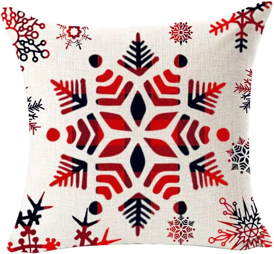 Merry Christmas snowflake red bear linen decorative pillow cover home sofa decorative cushion cover  cushion cover 45x45