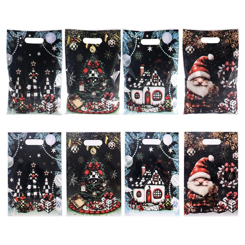 50pcs Christmas Gift Bags Christmas Decorations for Home 2025 Xmas Gifts New Year 2026 Santa Claus Snowman Candy Packaging Bags