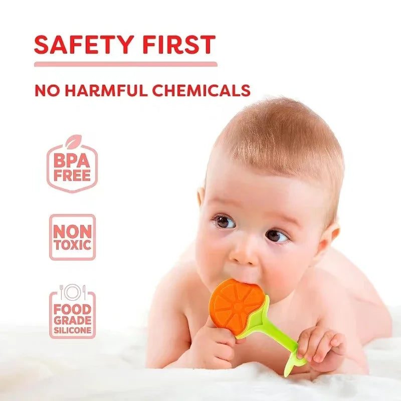 Teething Baby Toy Silicone Teether for Teeth Babies Accessories Newborn Fruit Sucking Chew Toys For Newborn Baby BPA-Fre Gift