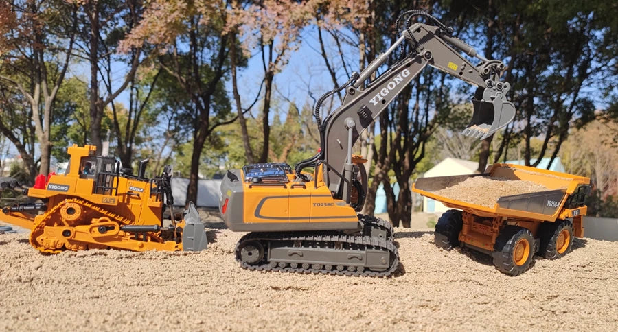 4WD Remote Control Excavator 4x4 Alloy Dump Truck Bulldozer Radio Model RC Car Construction Vehicle Toy Children Kids Gifts