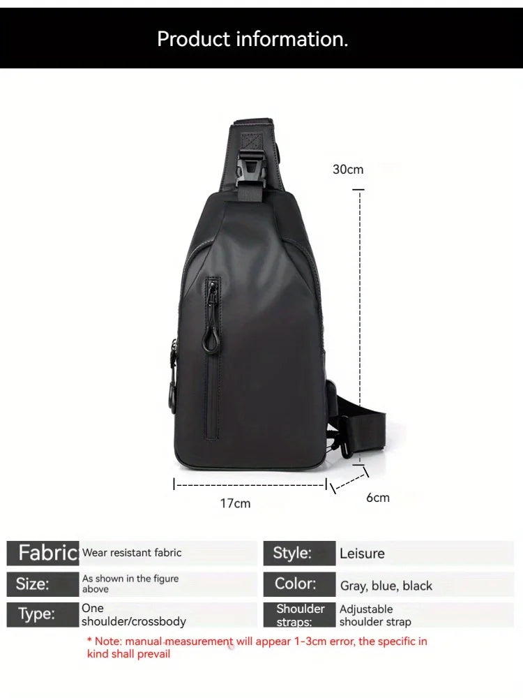 Crossbody Bag Fashionable Large Capacity Waterproof Lightweight Leisure Soft Comfortable Men Single Shoulder Bags
