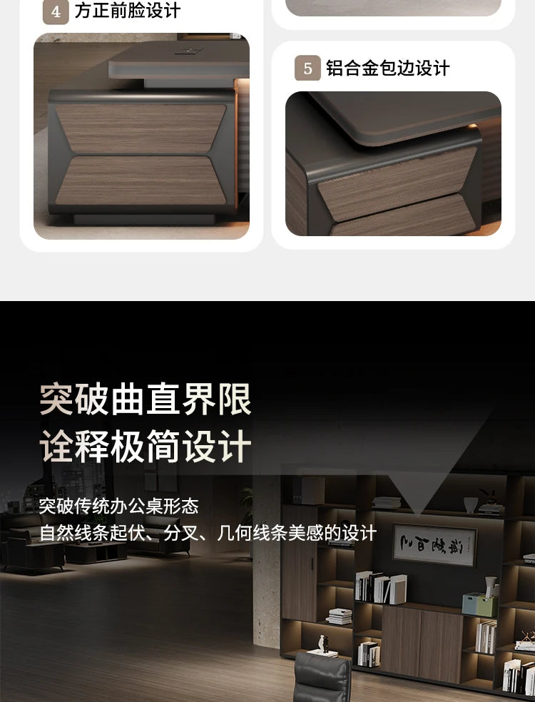 L-shaped luxury chairperson's room manager chair combination simple modern president's desk furniture Executive Office Desk home