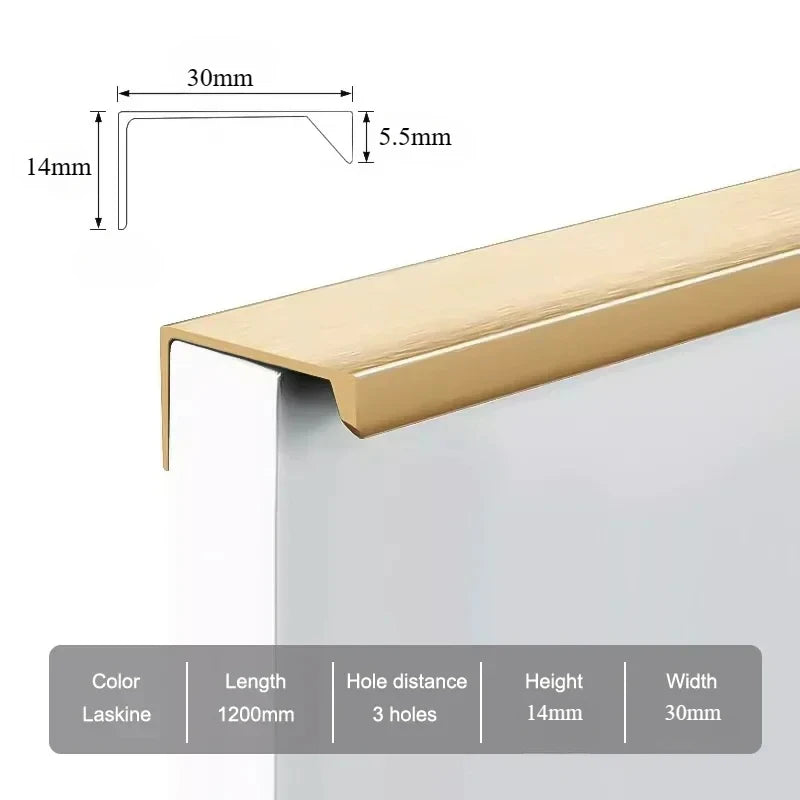 Hidden Furniture Handles Matte Black Gold Silver Kitchen Cabinet Pull Wardrobe Pull Not punched Handles for Cabinets and Drawers