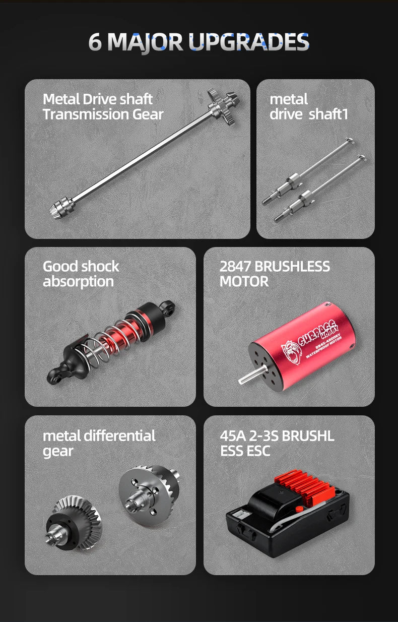 S911PRO 1:16 4WD RC Car 70KM/H or 50KM/H Remote Control Cars High Speed Drift Brushless Monster Truck For Kids VS Wltoys 144001