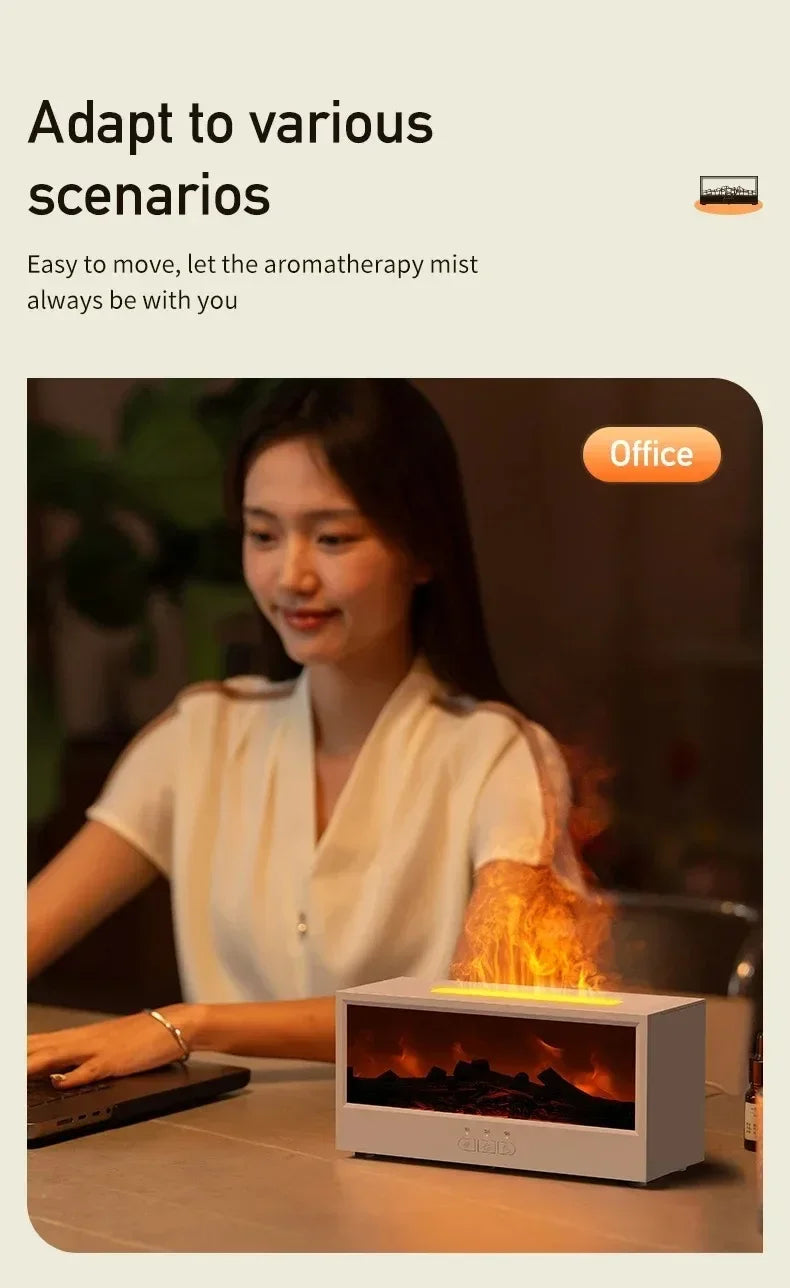 Simulated 3D flame aromatherapy machine, essential oil humidifier, color atmosphere lighting with remote control, holiday gift
