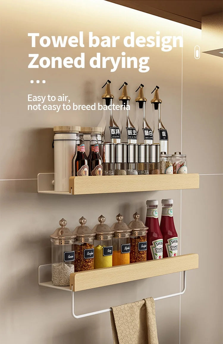 Wooden living room bathroom shelf wall mounted bathroom toilet sink shelf wall storage rack Kitchen shelf storage