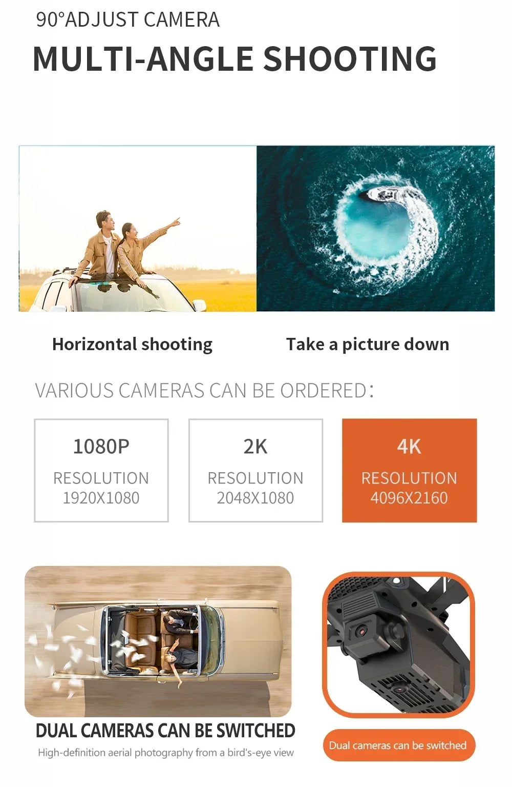 E88 Mini Drone 4K HD Camera WiFi FPV Foldable Quadcopter for Kids Adults Gift Toy RC Aircraft