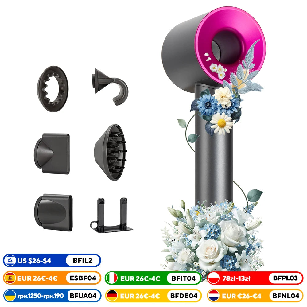 5 in 1 Electric Ionic Hair Dryer High Speed Bladeless HairDryer Negative Ion Professional 1.8M Super Leafless Hair Dryer