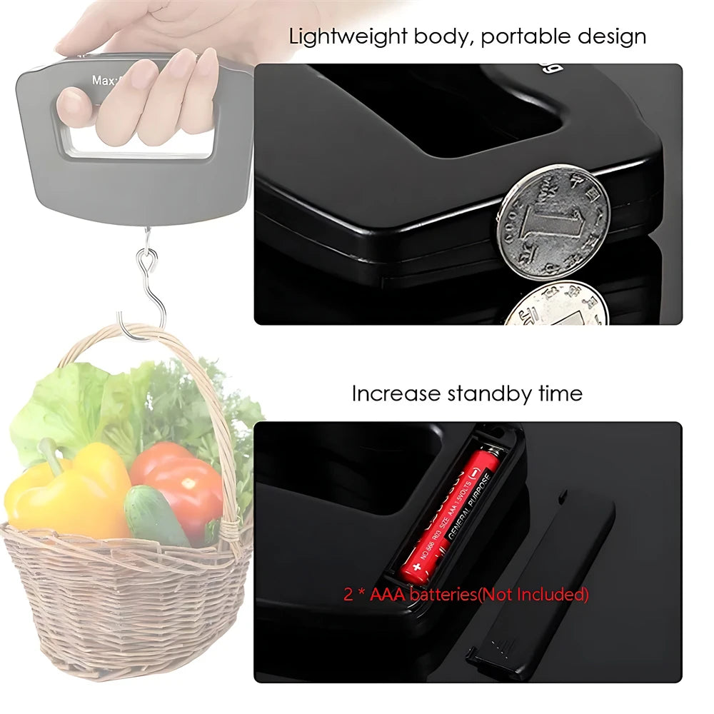 50kg Digital Luggage Scale Portable Suitcase Scale Handheld Electronic Scales Backlight Digital Display Travel Accessories