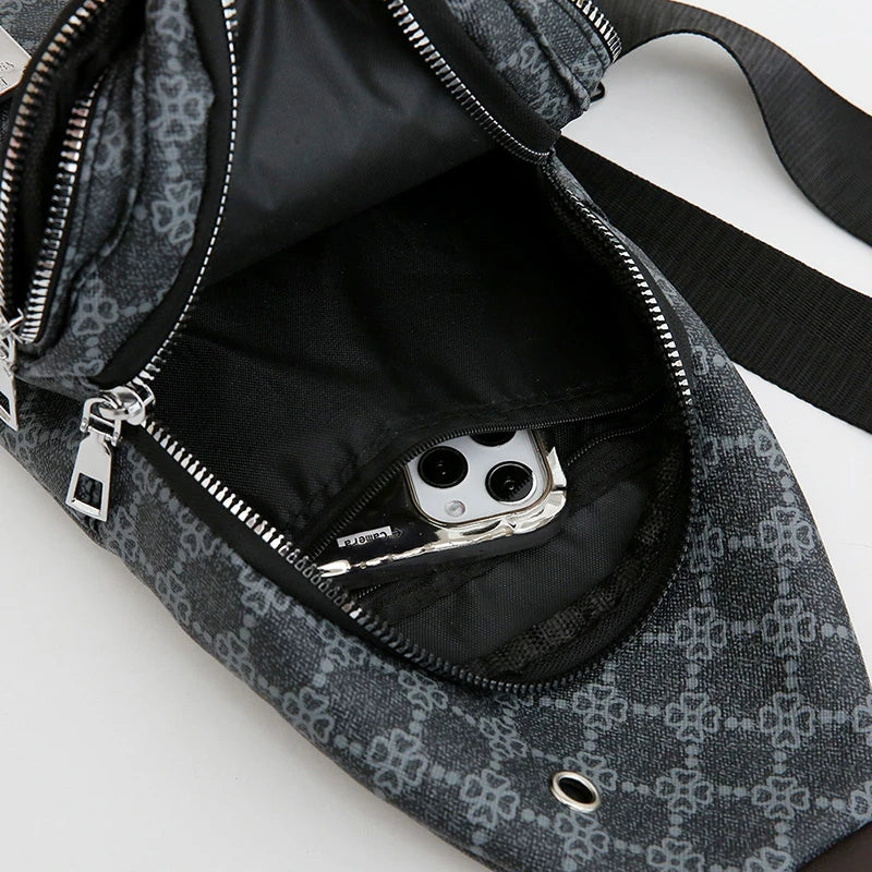Men's Multifunction Messenger Bag Shoulder Cloth Chest Bags Crossbody Casual Handbag with Earphone Hole