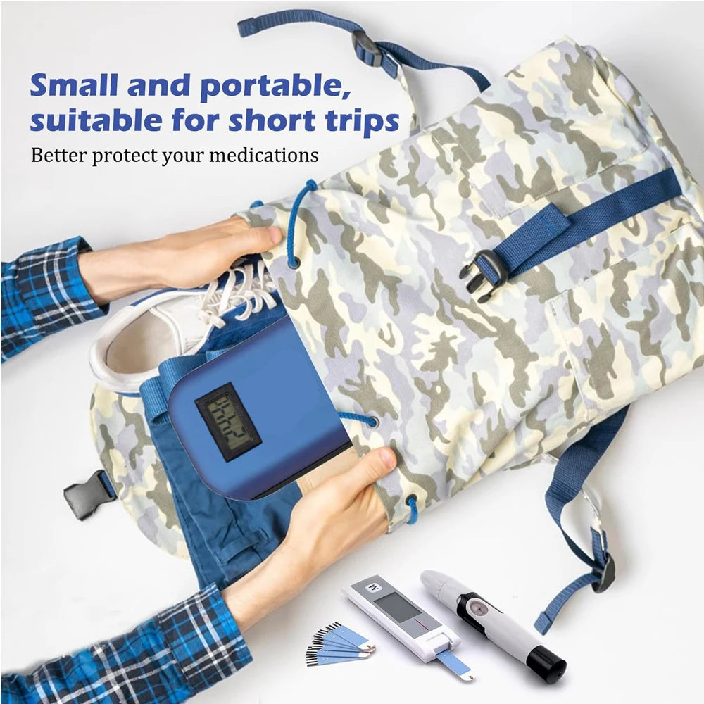 Insulin Cooler Travel Case TSA Approved Portable Medication Organizer with Thermometer and Ice Pack Insulated Diabetic Cooler