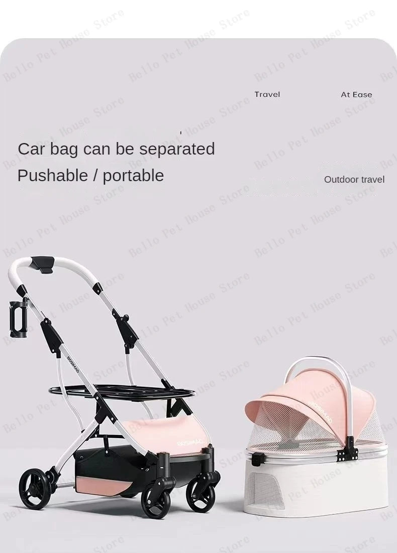 High appearance Pet Stroller Detachable Multifunctional Pet Carrier  Lightweight and Foldable  Portable Pet Stroller Dogs Buggy