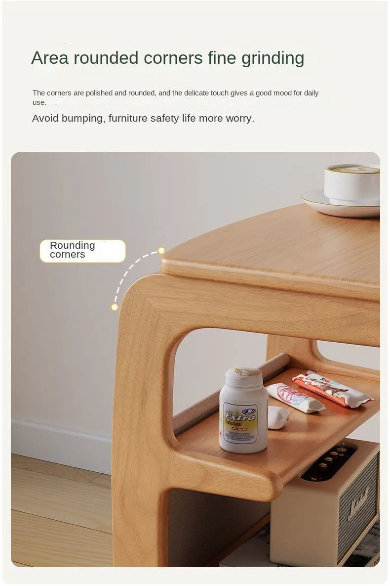 X&D Solid Wood Sofa Side Several Movable Living Room With Wheel Side Cabinet Bedside Shelf Simple Household Coffee Small Table