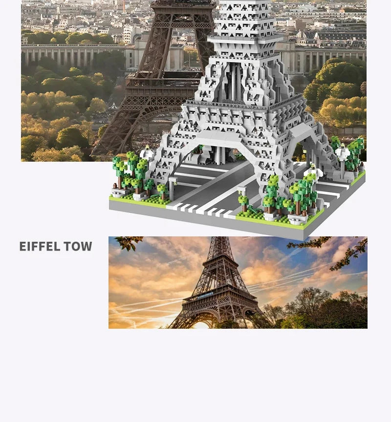 Eiffel Paris Tower Building Block Series Boys and Girls Children's Micro Particle Building Block Assembly Puzzle Toys