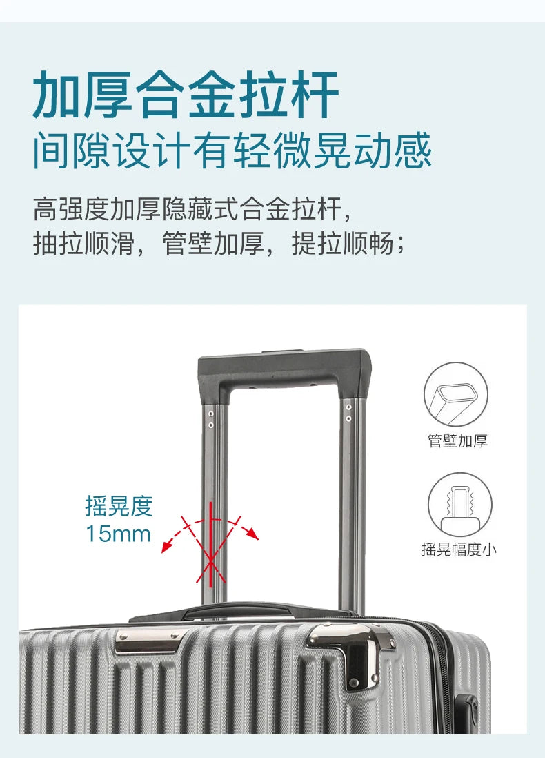 Men's Luggage 22-24 Inch Large Capacity Thickened Durable Travel Suitcase with Password Lock Student Suitcase Leather Carry-On