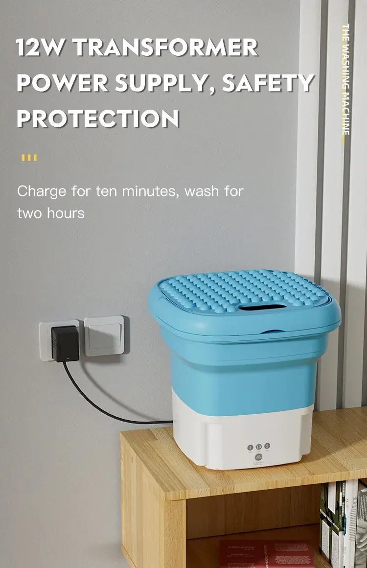 Portable folding washing machine With Spin Dryer Household Automatic Blue Light Sterilization Mini Underwear Laundry Washer