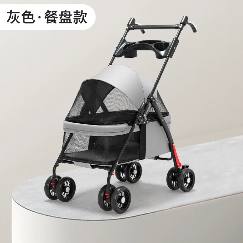 Lightweight Pet Stroller for Cats & Dogs - Foldable Dog Cat Carrier for Small Pets like Teddy & Puppies