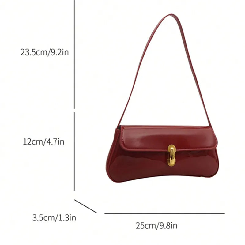 Women's Vintage Faux Oiled Leather Flap Decor Shoulder Underarm Bag, Buckle Baguette Tote Bag Suitable for Dating, Outing, Party