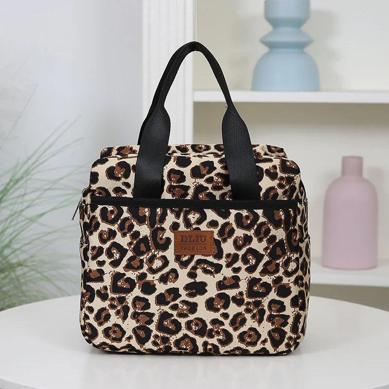 Thickened Nylon Fabric Lunch Bag with Aluminum Foil Inner Large Capacity Portable Lunch Box Storage Bag for Work Picnic Scho