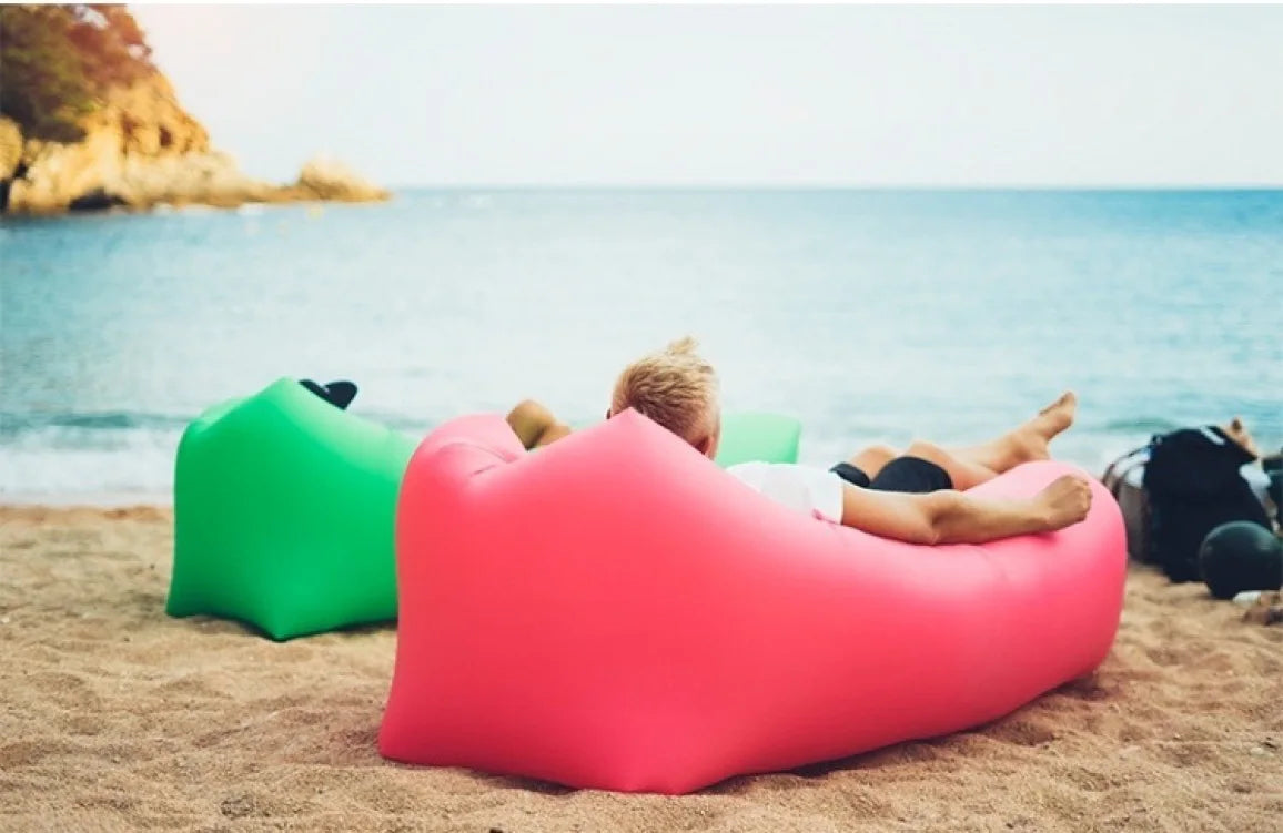 Portable Folding Single Air Sofa Outdoor Fast Inflatable Sofa Bed No Air Pump Required Beach Sleeping Bag Camping Picnic Partner