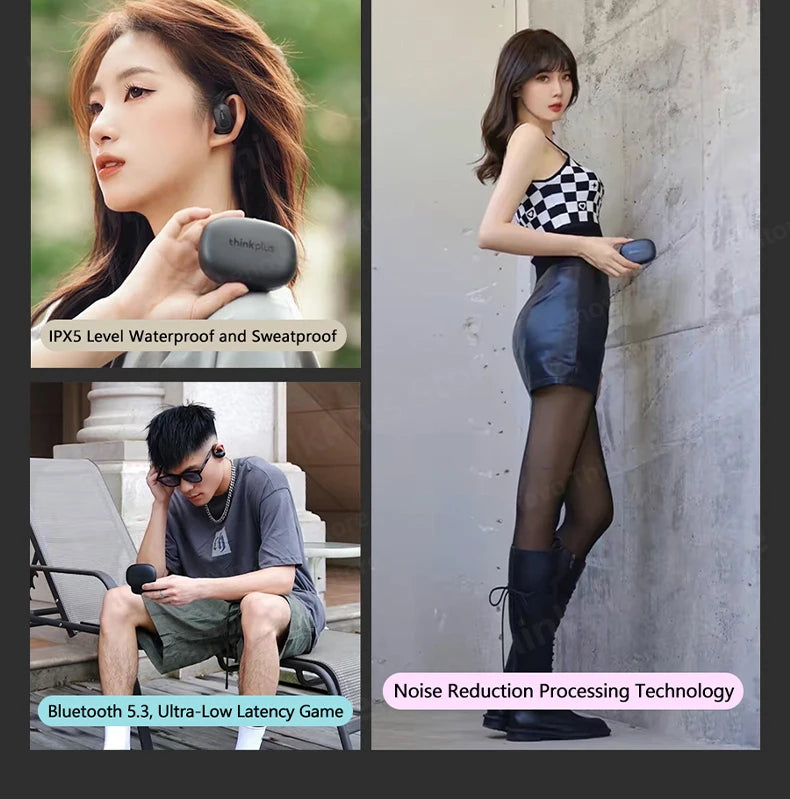 Choice Lenovo LP75 TWS Wireless Bluetooth V5.3 Earphones IPX5 Waterproof Ear Hook Earbuds HiFi Stereo Noise Reduction Headphones