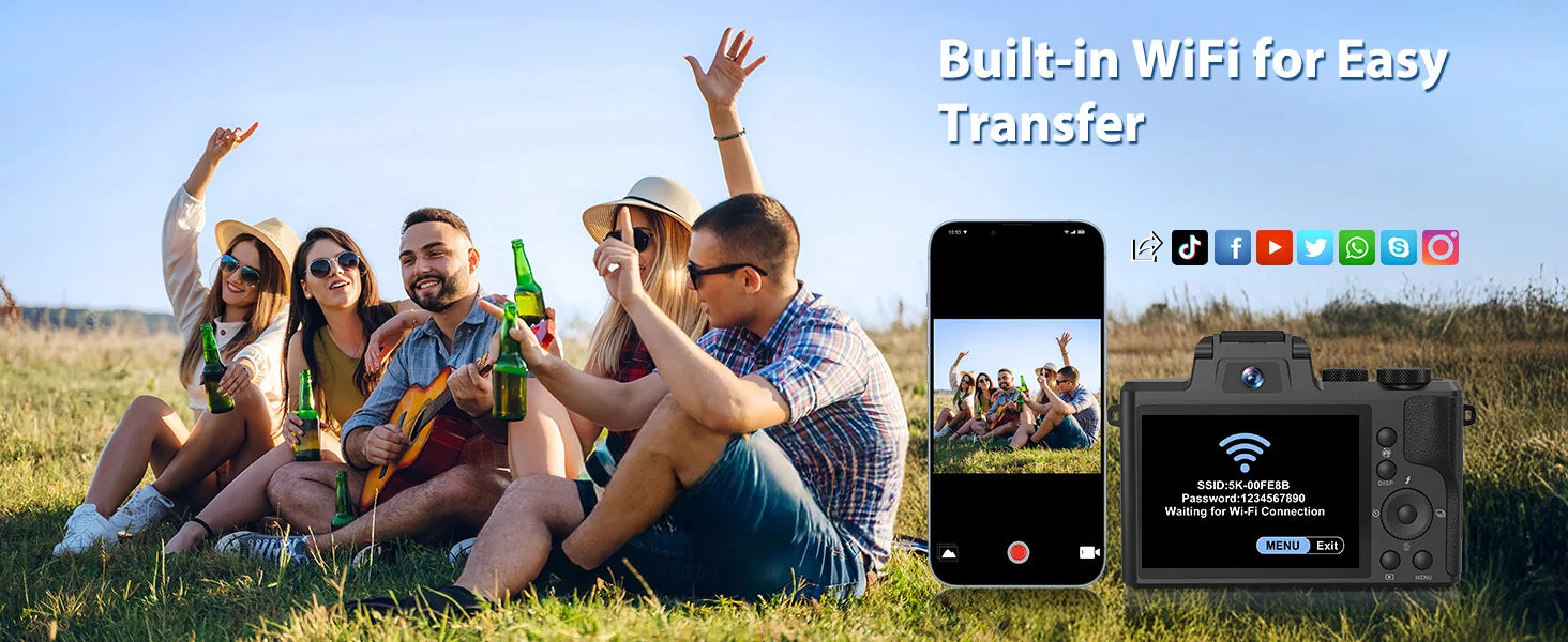 8K Digital Camera for Photography Autofocus WiFi 88MP Vlogging Camera with Dual-Lens 16X Digital Zoom Touch Screen Travel Camera