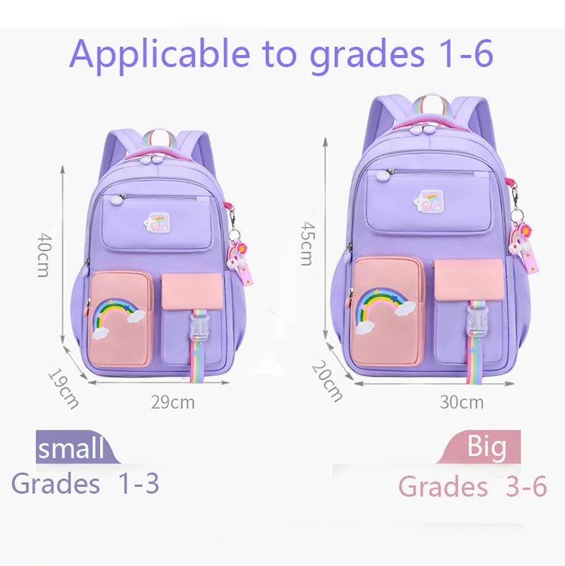 Kids Backpacks for Macaron Color Girls School Bookbag for Teenage Backpack Cute Multiple Pouch School Bag And Rainbow Pendant