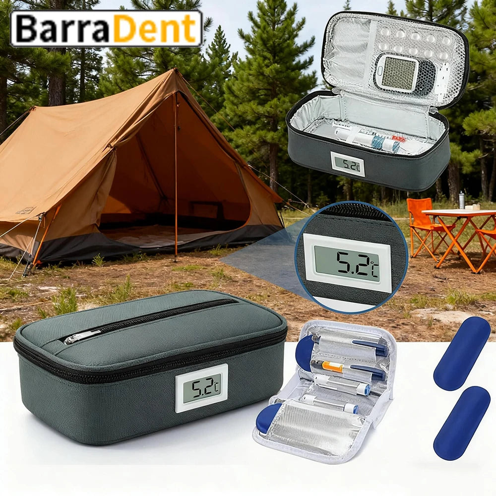 Portable Insulin Cooler Travel Case Diabetic Medicine Small Refrigeration Box With 2 Ice Packs & Digital LED Temperature Display