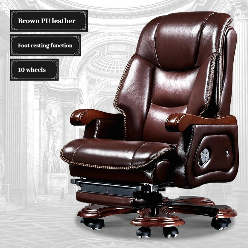 Leather Wheel Office Chair Support Design Relax Modern Massage Chair Chaise Mobile Comfy Luxury Silla Oficina Office Furniture