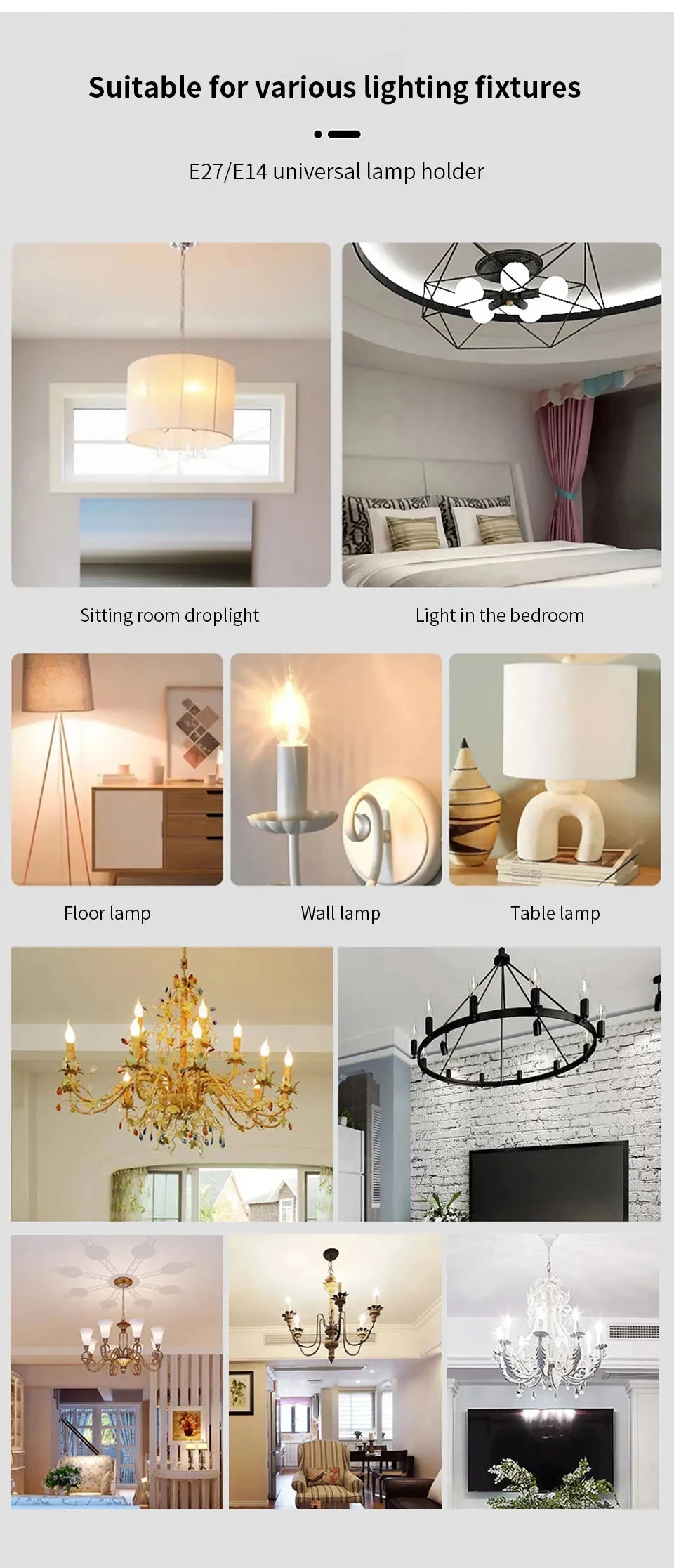 10pcs E27 E14 Led Bulb 220V Candle Bulb Energy Saving Lamp 3W 6W 9W 12W Led Chandelier Light Spotlight Led for Home Decoration