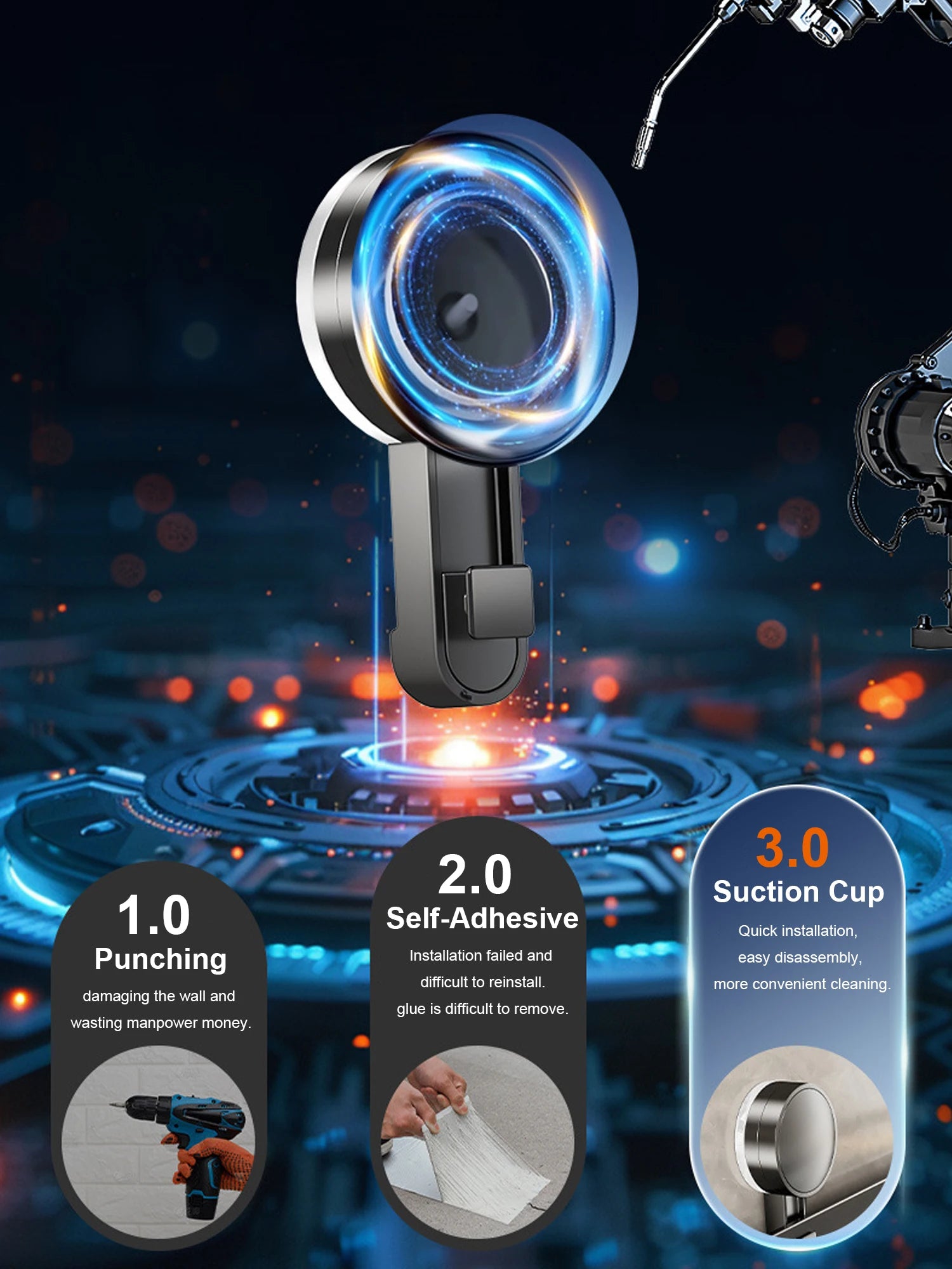 Suction Cup Bathroom Rack Bathroom Shelf Toilet Space Aluminum No Drill Hanging Rack Bathroom Organizer Hang On the Wall