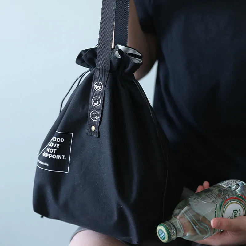 Canvas Lunch Bag Bento Box Handbag Outdoor Portable Picnic Dinner Container School Fresh Keeping Food Storage Tote Accessories