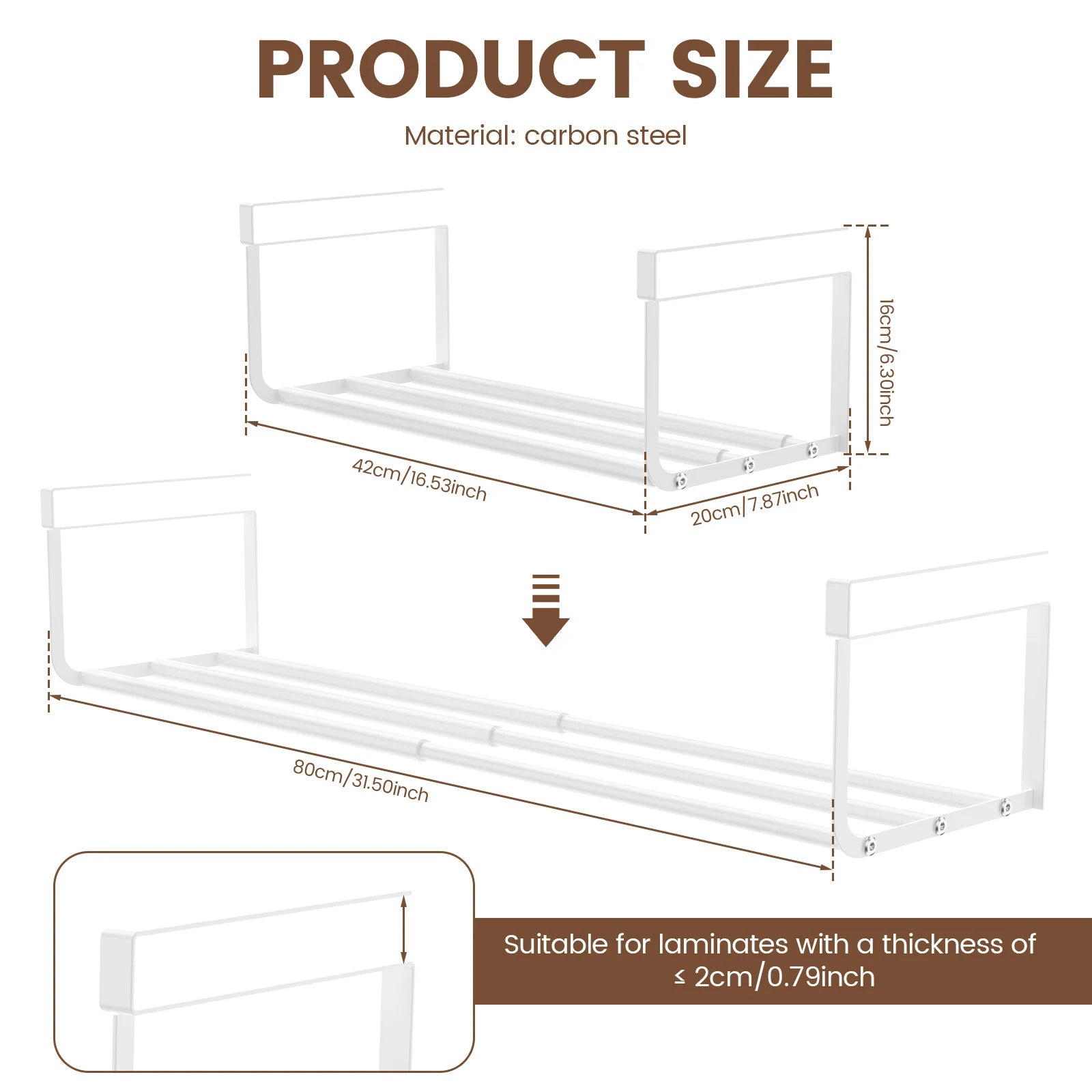 Extendable Under Cabinet Organizer Shelf Steel Under Desk Storage Rack Multipurpose Kitchen Household Hanging Storage Basket