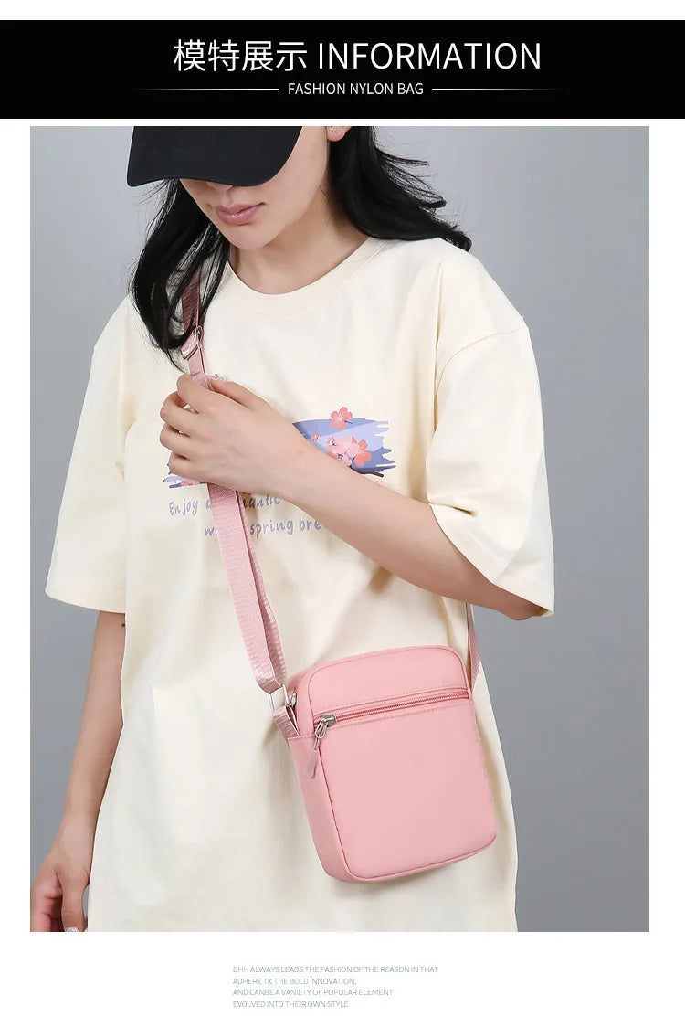 Mickey Minnie Disney Women Pink Shoulder Bag Fashion Mini Oxford Mobile Phone Bag Crossbody Bag Kawaii Ladies Waist Pack Gift