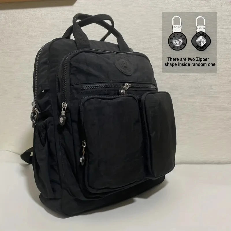 Fashion Woman Backpack Waterproof Nylon Soft Handle Solid Multi-pocket Travel Zipper Feminina School Bags Laptop Backpack