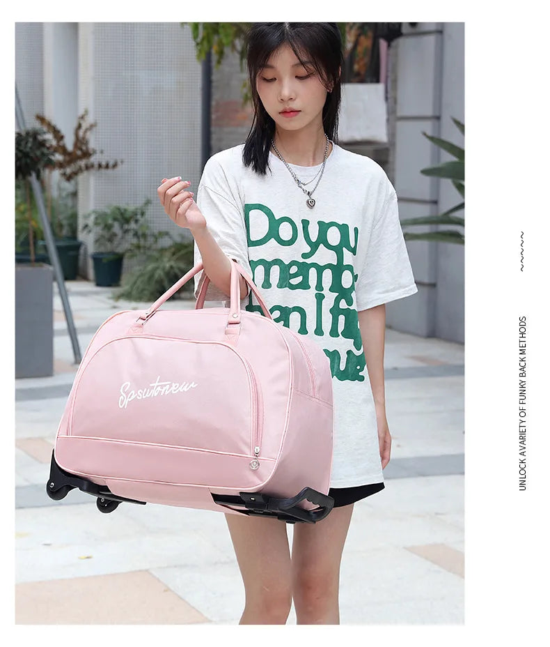 Travel Suitcase Trolley Bag with Wheels Large Capacity Luggage Bags Foldable Duffle Cabin Women Men Hand Luggage Carry On Bags