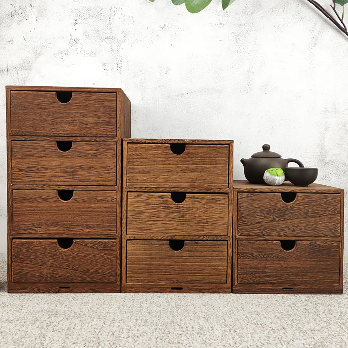 Drawer Wooden Storage Organizer Small Desktop Decorative Cabinet Boxes