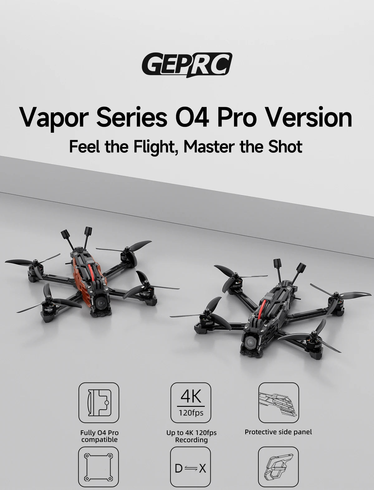 GEPRC Vapor-X5 D5 HD O4 Pro FPV Drone 5Inch O4 Air Unit VTX 4K 120fps Recording 2207E 1960KV Motor RC Quadcopter Freestyle Drone