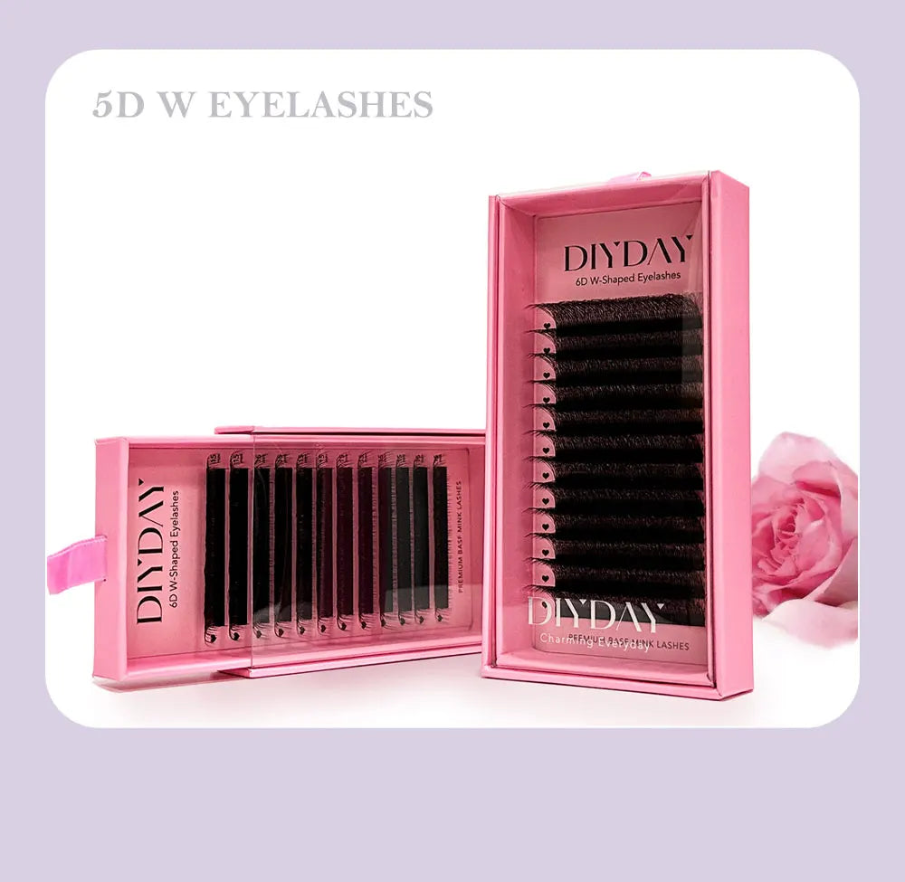 DIYDAY W Shaped Eyelash Extension Premade 3d 4d 5d 6d 7d 8d Mink Faux Lashes BASF PBT Natural Look False Eyelashes