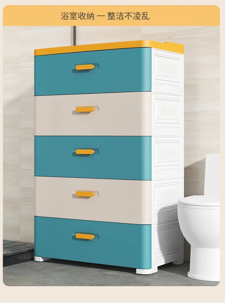 Thickened Drawer Storage Cabinet, Multi-Layer PP Organizer, Silent-Wheel Bedside Cabinet, Modern Large-Capacity Home Storage Box