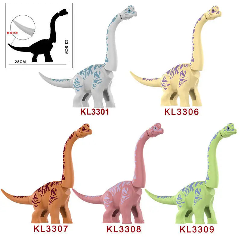 5 Colors Jurassic Brachiosaurus Discovery Building Blocks DIY Dinosaurs Bricks Set Educational Toys For Children Christmas Gifts