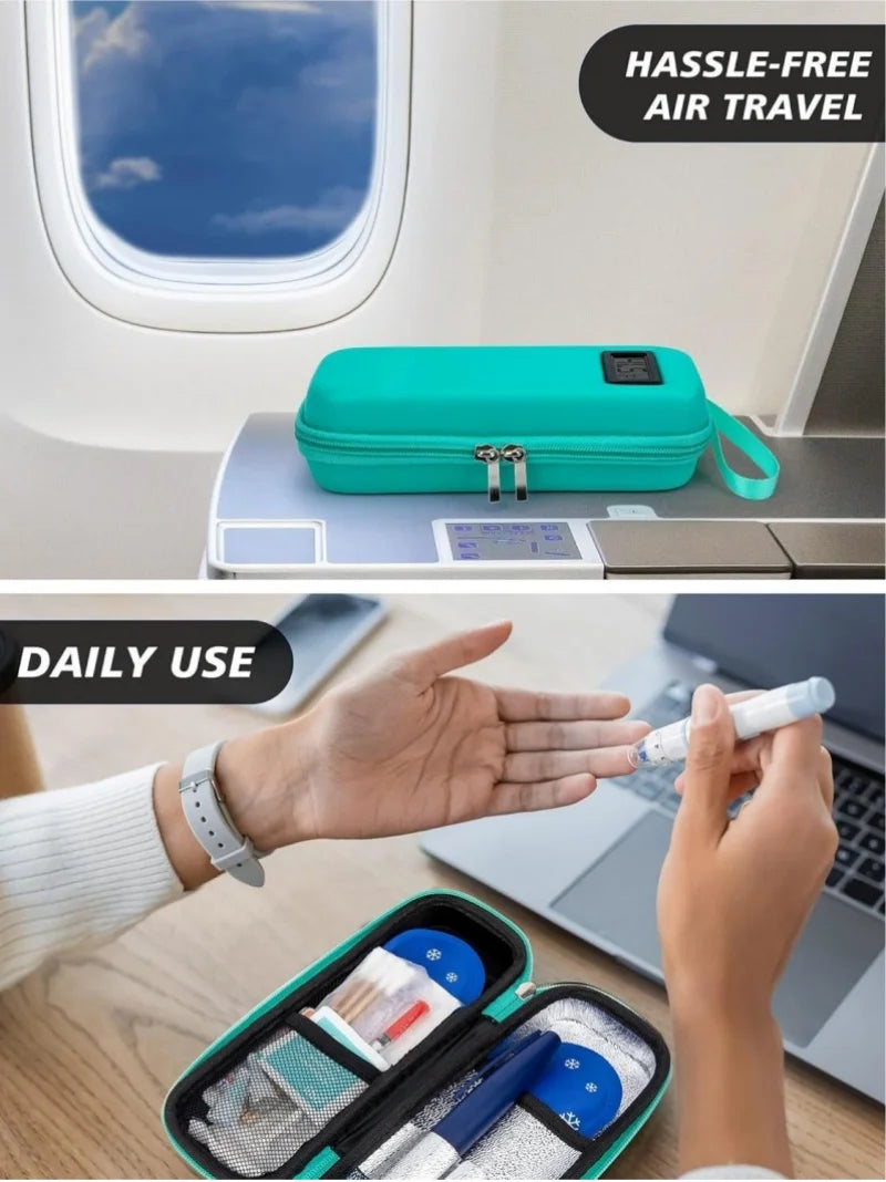 Insulin Cooler with Temperature Display - Medicine Refrigerated Bag with 2 Ice Pack for Diabetic Medication Pen Travel Daily Use