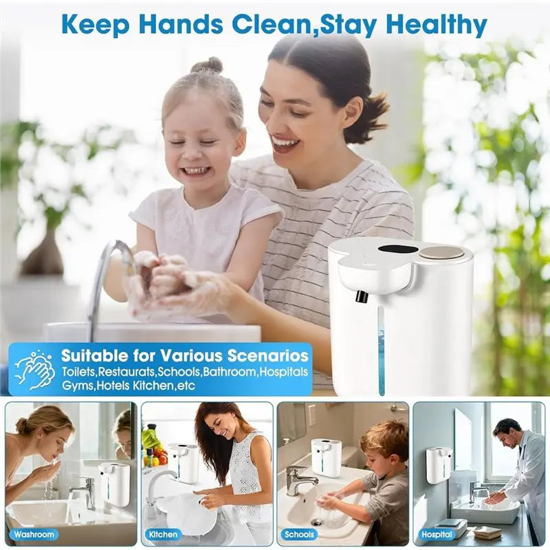 B64B-Automatic Touchless Foaming Soap Dispenser, Wall Mounted 16.9 Oz/500 Ml Rechargeable Smart Soap Dispenser