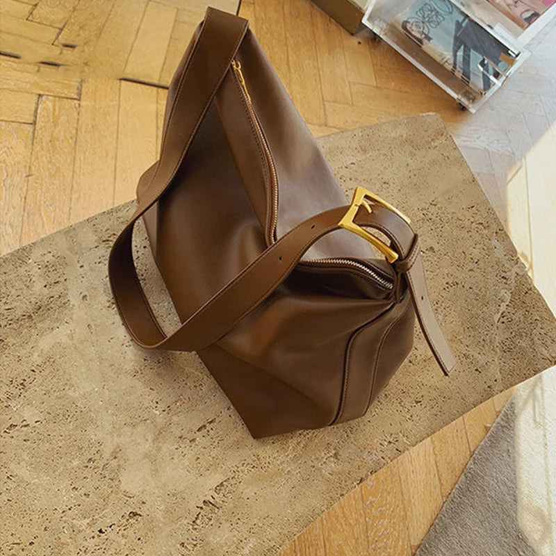 Vintage Pillow Design PU Leather Boston Handbag For Women Casual Large Capacity Shoulder Crossbody Bags Fashion Shopper Totes