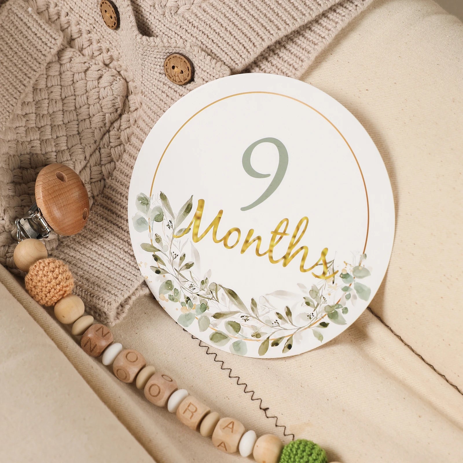 Baby Milestone Number Monthly Memorial Cards For Newborn Baby Paper Wooden Engraved Age Photography Accessories Birthing Gift