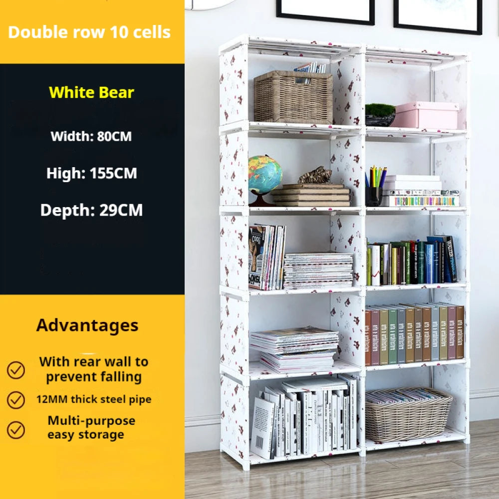 Bookshelf Simple Storage Locker Living Room Cabinets Easy Assembly Bookcase Multi-layer Metal Storage Rack 수납가구 이동식 수납장
