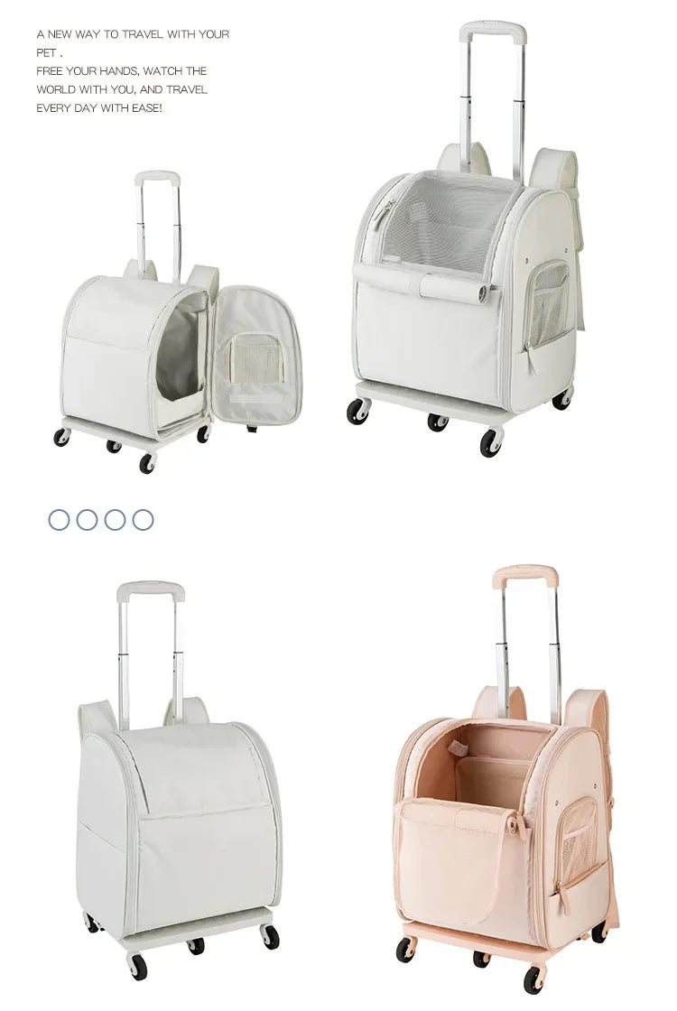 New Pet Trolley Bag Waterproof Oxford Cloth Cat Backpack Portable Foldable Lightweight Pet Trolley Case Dog Stroller Carrier