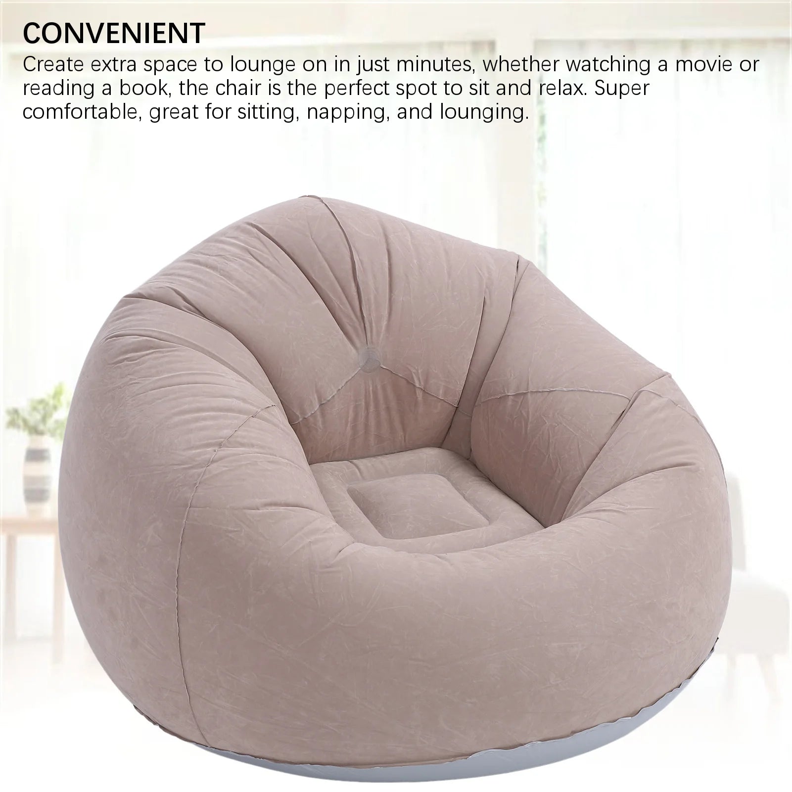 ZK20 Inflatable Lounge Chair Portable Sofa Couch for Living Room Bedroom Balcony Reading Room Gray