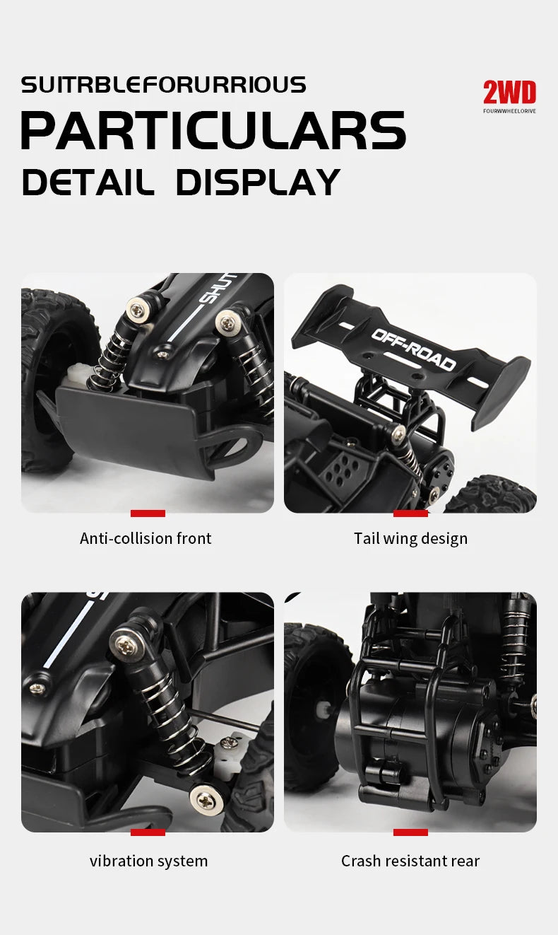 ZWN 1:16/1:20 2.4G Model RC Car With LED Light 2WD Off-road Remote Control Climbing Vehicle Outdoor Cars Toy Gifts for Kids